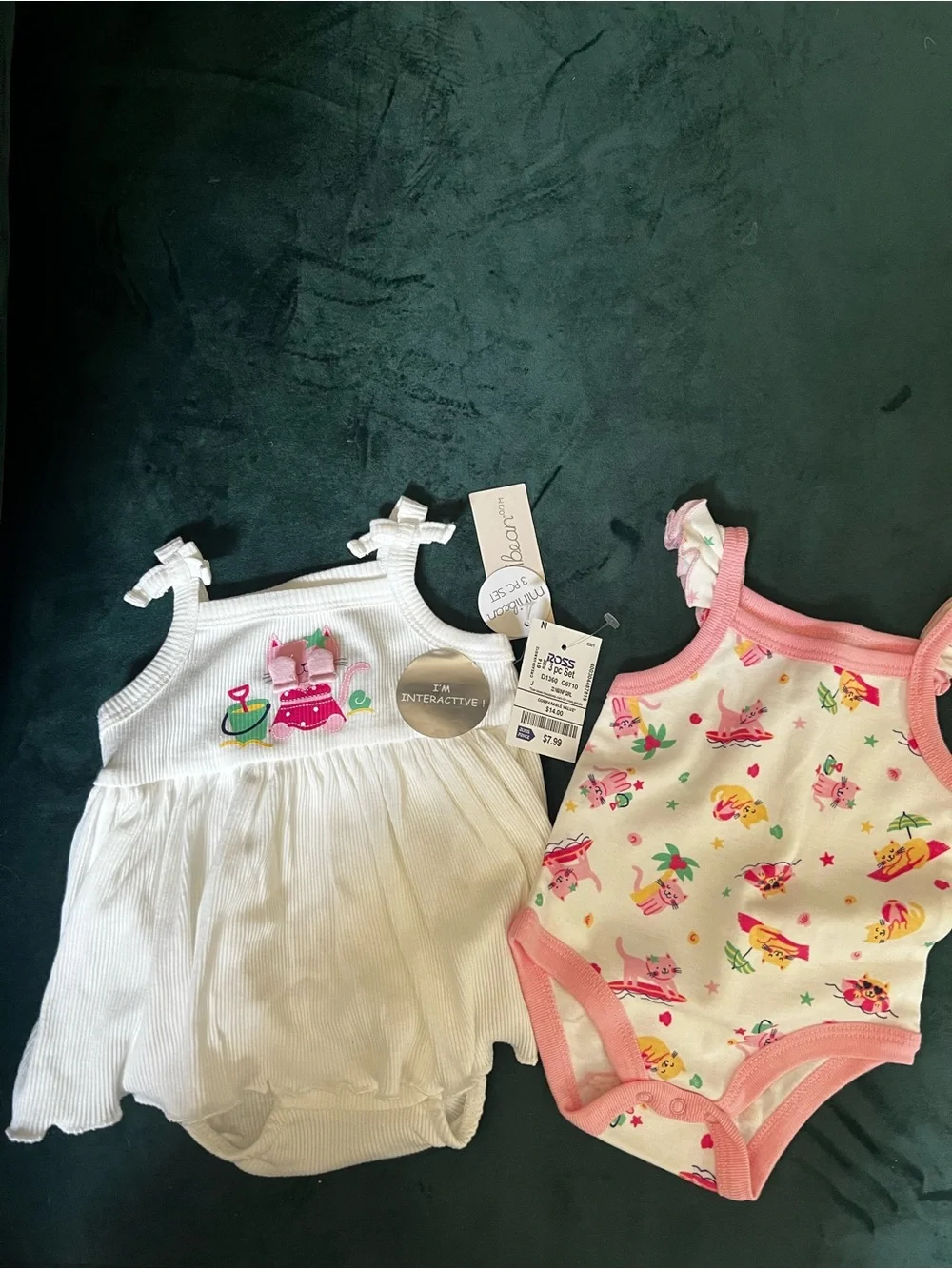 Two-Pack Pink & White Baby One-Pieces - Cute Bunny & Summer Print
